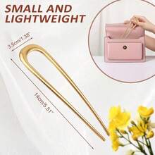 French Hair Pin Metal Hair Pin U Shaped Hair Clip Women Girls Hairstyle Decorative Accessories (Gold) - 1 - 查看 5