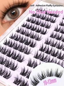 Lvcheryl 100-120片/盒 10排自粘假睫毛，可重复使用，无需胶水，防水，自然妆效，适合新手，睫毛簇，单根假睫毛，假睫毛 - C - 查看 3