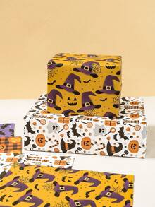 4/8pcs Halloween Decoration Gift Wrapping Paper, Happy Halloween Pumpkin Ghost Spider Bat Pattern Matte Wrapping Paper, Halloween Accessories, Trick Or Treat Decoration For Halloween, Craft Paper, Halloween Party Flower DIY Bouquets Waterproof Wrapping Paper, Florist Bouquet DIY Craft Wrap Paper, Book Leather, Halloween Supplies, Halloween Decor, Room Decor, Home Decor, Halloween Gifts, Halloween Favors Fall Decor Autumn Decor - Halloween-b - View 3