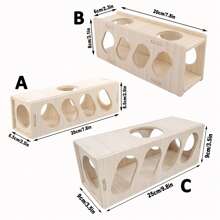 1pc Wooden Hamster, Gerbil, Golden Hamster Toy House, Hideout Tunnel, Climbing Game House, Suitable For Small Animal Villa Stairs - Multicolor - View 3