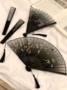 1 Peça Leque Dobrável Retrô, Leque de Mão de Bambu com Borla, Leque de Bambu, Leque Pintado, Leque de Mão Dobrável, Leque de Mão para Casamento, Leque Decorativo, Leque Dobrável Estilo Antigo, Leque Dobrável Estilo Chinês Moderno, Leque Dobrável Chinês Clássico e Elegante com Flor, Leque de Pintura a Tinta, Leque Dobrável para Casamento, Leque de Bambu Portátil, Leque Dobrável de Verão para Fotografia