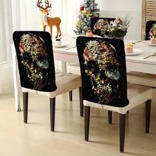 1 pièce/4 pièces/6 pièces/10 pièces Housse de chaise en peluche courte imprimée de fleurs et de crânes pour Halloween, housse de chaise amovible en tissu peluche courte, protecteur de de chaise, housse décorative de chaise de salle à manger, convient pour toutes les saisons, housse de chaise décorative pour salle à manger, salon, maison, avec protection du , convient pour restaurant, bureau, salon, hôtel et décoration de la maison - ZYBT-047 - Voir 8