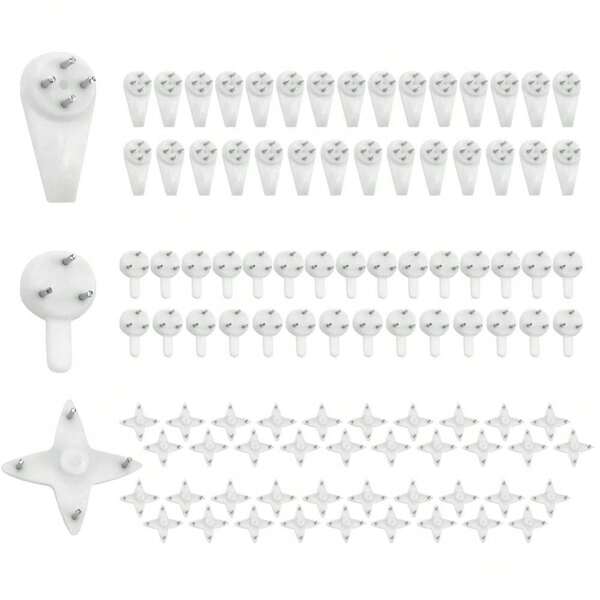 100pcs Invisible Nail Wall Hooks No Trace Picture Hangers Painting Frame Hangers Photo Frame Hanging Hooks For Hanging Photo Frame,Decoration,Artwork Picture