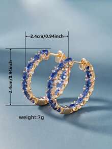 1 对漂亮方晶锆石环形耳环，适合女士结婚订婚周年派对珠宝情人节礼物 - 1# - 查看 8