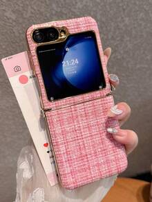 1 件时尚简约的网格编织图案，侧面带有钩子元素，可折叠手机壳带有保护轴，可保护和防止掉落：SamsungGalaxy Zflip 3/Zflip 4/Zflip 5/Zflip 6/Zflip 7/OPPO Find N3 Flip/OPO Find N2 Flip/Vivo X Flip/Honor Magic V Flip