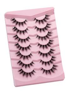 False Eyelashes Wispy Lashes Natural Look Fake Eyelashes Cat Eye Lashes Mink Fluffy Strip False Lashes Fox Eye Lashes Pack 7 Pairs Strip Lashes,Lashes,Eyelashes,Fake Lashes - Black - View 3