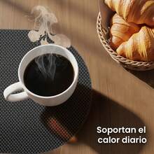 Set de 6 Manteles Individuales Antideslizantes y Reutilizables – Impermeables, Decorativos y Fáciles de Limpiar para Embellecer tu Mesa con Estilo - Negro / Net - Ver 6