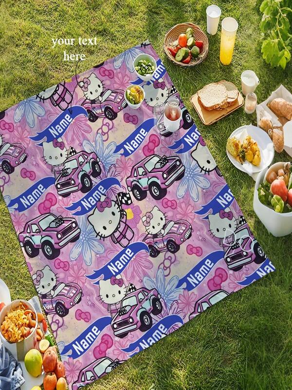 Sanrio 1pc Sanrio Officially Licensed Customizable Hello Kitty Themed Blanket, Soft & Skin-Friendly, Washable, Cute Customizable & Personalized, Ideal Home Or Friend Gift For Sofa, Bed, Tea Room, Bedroom, Living Room, Dining Room