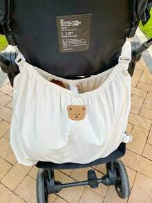 1pc Embroidered Bear Mom Stroller Organizer Bag, Portable Milk Bottle Diaper Storage Bag, Kids Stroller Hanging Pouch, Stroller Accessory Organizer Bag - Multicolor - View 10