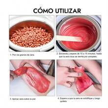 Kit de depilación con perlas de cera para uso doméstico, incluye frasco de cera y bolitas de cera - Multicolor - Ver 5