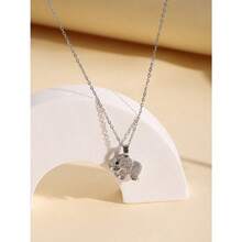 1pc Brass Alloy Cubic Zirconia Elephant Pendant Necklace - Stainless Steel Chain Electroplated 18K Gold Color - Women's Jewelry - Fashionable And Elegant, Suitable For Wife/Lady Gift (No Box) - Vàng - Xem 8
