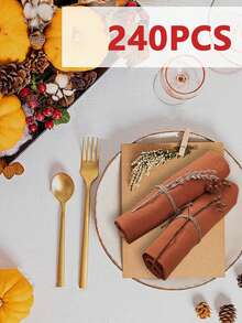 2/6/12/240 Stücke Halloween Feiertags Servietten Einfarbig mit strukturierter Knitteroptik, geeignet für Küche, Esszimmer, Picknick, Feiertage, Treffen, Heimdekoration - Orange - Übersicht 9