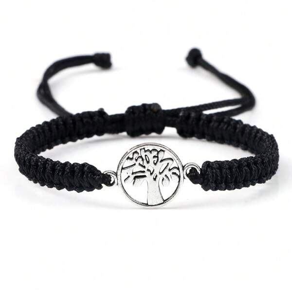 1Pc Of Retro Tree Of Life Bracelet With Simple Red And Black Rope Weaving For A Female Friend's Birthday Friendship Graduation Gift