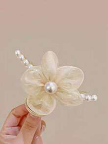 发夹 1 件韩国优雅珍珠花发夹，高端时尚别致的发饰，温柔甜美的设计适合外出、度假、约会和拍照发饰优雅爪夹，学校用品，大学 - 彩色 - 查看 13