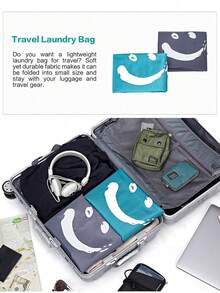 1PC Wash Me Travel Laundry Bag,Washable Drawstring Laundry Bag, EXTRA LARGE, Dirty Clothes Organizer, Large Enough To Hold 4 Loads Of Laundry, Easy Fit A Laundry Hamper Or Basket, Machine Washable, Dorm Room Essentials, College Essentialscloset Organization And Storage Bedroom - Multicolor - View 6