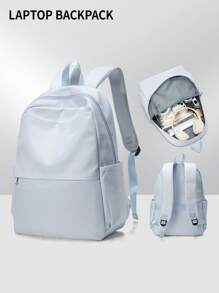 纯色女士背包大号学校背包笔记本电脑背包带笔记本电脑隔层，适用于 14-15.6 英寸笔记本电脑，轻便耐用的学生书包，防水旅行包，实用的户外徒步旅行背包，带有多功能口袋，适合通勤、上学、工作、旅行的休闲背包，2 种颜色可选书包