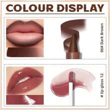Lip Liner And Gloss Set, Dark Brown Plumping Lip Liner Lip Pencil Moisturizing Lightweight Lip Gloss Lip Combo, High Shine Glossy Lip Tint Lip Stain Makeup Long Lasting Lip Care For Women - 06 深棕色 - 查看 6
