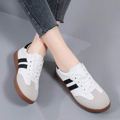 Women's Retro Casual Sneakers | Versatile White Soft-Sole Athletic Shoes | Breathable Comfortable Leisure Shoes | Classic Anti-Slip Durable Street Walking Shoes | Campus Style Student Competition Shoes | Suitable For Indoor And Outdoor