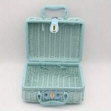 Retro PP Rattan Baskets Picnic Storage Basket Wicker Suitcase With Hand Gift Box Woven Cosmetic Storage Box Organization Storage - Multicolor - View 8