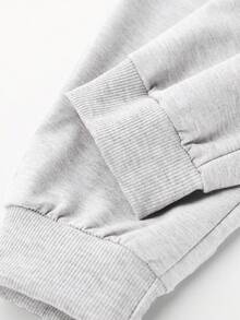 2pcs Set Boy Childlike & Warm Simple Drawing Print Sweatshirt Set, Comfortable And Soft, Spring & Autumn Daily Casual Wear - Grey - View 4