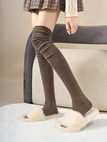 1双/3双/4双装 女士纯色过膝长袜，秋冬季保暖过膝袜，Y2K风格，舒适 - 彩色 - 查看 11