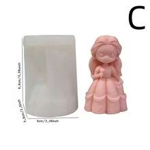DIY女孩娃娃硅胶模具3D公主雕像树脂工艺品石膏模具可爱娃娃蜡烛香皂巧克力冰块烘焙工具 - 白色 - 查看 6