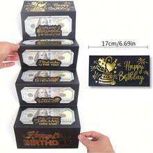 1pcsSurprise Birthday Gift Box Cash Envelope With 6 Slots - Elegant Black And Gold Design, Festive Wallet Wallet, Suitable For Any Birthday Celebration, Unique Cartoon Fantasy Theme Souvenirs, Cash Gift Display; Elegant Gift Envelope Box; Exquisite Souvenirs - Multicolor - View 4