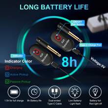 Wireless Guitar System 2.4GHz 2 Modes, Thumb-Size, 90° Rotatable, 100ft Range, Wireless Guitar Transmitter Receiver Plug & Play For Guitar, Bass, Violin, Keyboard - Black (1TX + 1RX) - 黑色 - 查看 5