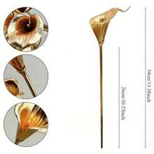 1 Flor de Cala Dorada de Alta Gama Simulada de Plástico - Nuevo Color | Gran Atmósfera, Excelente para Sala de Estar del Hogar | Dormitorio, Oficina y Accesorios de Fotografía de Bodas