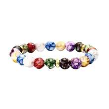 1 pieza Pulsera de cuentas de turquesa verde volcánico de los chakras Reiki, joyería de equilibrio de yoga como regalo para fiestas