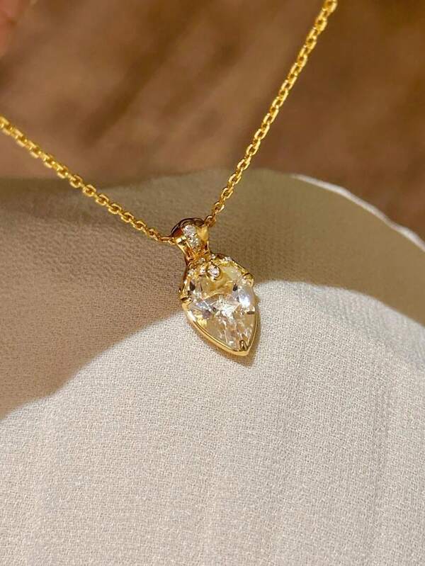 1pc New Chinese Style Sparkling Zirconia Lucky Potion Pendant Necklace, Delicate High-End Clavicle Chain Necklace Suitable For Women's Daily, Vacation, Party Wear, Girlfriend Gift