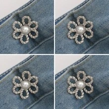 1/2pairs Six-Petal Buckle, Detachable, Invisible Waist Band, Flower Waist Tightener Buckle Pants Pins Collar Buttons Brooch Pins For Women Fashion