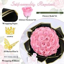 24/36 piezas de rosas artificiales con brillo y glitter | Rosas artificiales eternas para el Día de San Valentín, aniversarios, bodas, decoraciones del hogar - Rosa - Ver 11