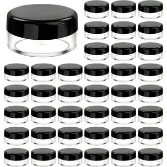 25 个迷你透明面霜罐 3g 5g 空塑料化妆品化妆罐透明样品瓶眼影霜唇膏容器，旅行必需品样品化妆品罐空迷你瓶感恩节、万圣节和圣诞节适用