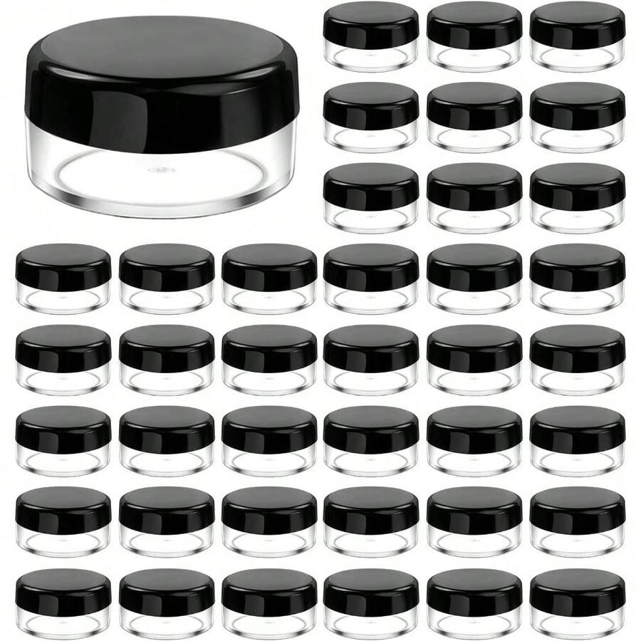 25 个迷你透明面霜罐 3g 5g 空塑料化妆品化妆罐透明样品瓶眼影霜唇膏容器，旅行必需品样品化妆品罐空迷你瓶感恩节、万圣节和圣诞节适用