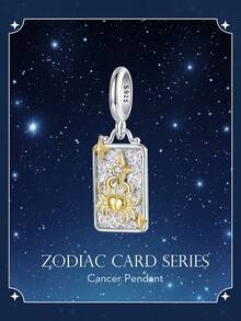 WOSTU WOSTU 1 buc pandantiv constelație din argint 925 în două tonuri, 12 mărgele zodiacale pentru colier, cadou de ziua de naștere DIY, accesorii de bijuterii