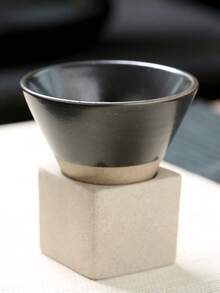 1 Set 100ml Creative Retro Ceramic Espresso Coffee Cup Rough Pottery Tea Cup Japanese Latte Pull Flower Porcelain Cup Household With Base Stoneware Personal New Pottery Mug School Supplies Back To School - Beige - View 18