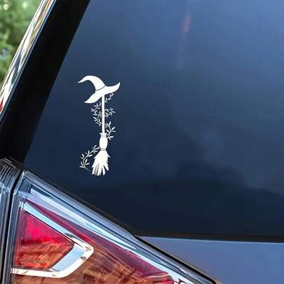 Witch Broom Car Stickers, Beautiful Car Decorations, Halloween Witch Broom Pattern,Suitable For Home And Vehicle Decoration, Automotive Parts