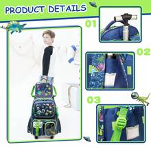 Mochila con ruedas para niños con lonchera y estuche de lápices, set de 3 piezas de equipaje escolar para viajes y regreso a clases - Ver 5