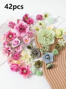 21/42 chiếc Gói vật liệu hoa giả màu xanh lá cây Bộ vật liệu hoa nhân tạo Phụ kiện thủ công tự làm Phụ kiện tóc cổ điển Đồ đội đầu cô dâu Trang trí nhà ngày lễ - màu xanh lá - Xem 15