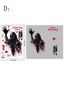 4 件套万圣节贴纸，适用于窗户、门、房间、家居装饰、节日庆典、场景氛围装饰、玻璃门、恐怖鬼屋装饰