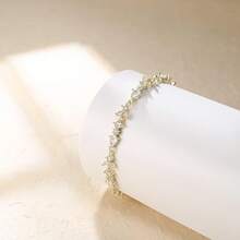 Crysdue Wedding Bridal Link Bracelet Brides Bridesmaids, Marquise Cubic Zirconia Tennis Bracelets Women Prom Jewelry - 02_金色 7.5-9.1英寸 - 查看 3