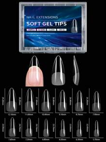 240pcs Soft Gel Nail Tips, Half Matte Full Coverage Press-On Nail Tips Almond Square Coffin French False Nails Thin Front End Thick Back End More Fit And Firm Peelable Gel Extension Nail Capsules Press-On Nails Nail Supplies Suitable For Girls Ladies Manicure DIY