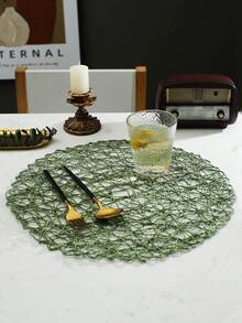 Bộ 6-12 tấm lót bàn ăn tròn dệt rỗng hiện đại tối giản, có thể giặt, dễ vệ sinh, lau sạch, chống trượt, chịu nhiệt, dùng để trang trí tiệc cưới ngày lễ - Nhiều màu - Xem 8