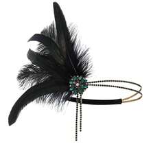 1920 年代羽毛头带，波西米亚头饰，锌合金菱形框架，女士 1920 年代羽毛装饰头带，重返校园