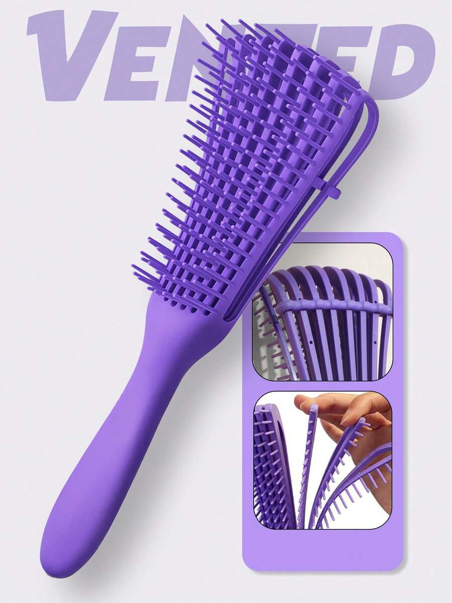 1/3 chiếc lược gỡ rối cho tóc đen tự nhiên, lược gỡ rối cho tóc xoăn Afro kết cấu 3/4abc, gỡ rối nhanh hơn và dễ hơn cho tóc ướt hoặc khô mà không đau (màu tím) - Màu tím - Xem 1