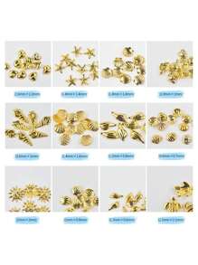 海洋主题金属铆钉水钻填充饰品饰品材料星星贝壳3D美甲装饰DIY配件美甲用品指甲美甲宝石 - 彩色 - 查看 4