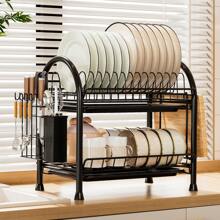 1 件多功能碗碟干燥架，厨房碗碟干燥架，带切菜板架，双层设计，餐具架和用具收纳架，节省空间的厨房收纳和储存