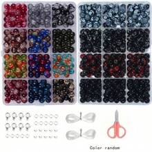 180pcs 8mm Black Crystal Glass Beads Jewelry Making Kit, Suitable For DIY Friendship Bracelets, Necklaces, Earrings, Crafts, Beading Starter Set (Random Color) - Multicolor - View 11