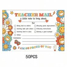 Rainbow Happy Mail Teacher's Classroom Note Cards For Parents, Used For Positive Behavior Encouragement, 50pcs/Pack, Universal Paper Labels For Preschool And Primary School Back To School - Multicolor - View 19